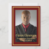 Classy Stijlvol Goud op Maroon Afstuderen Foto (Achterkant)