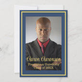 Classy Stijlvol Goud op Navy Afstuderen Foto (Achterkant)