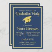 Classy Stijlvol Goud op Navy Afstuderen Foto (Voorkant / Achterkant)