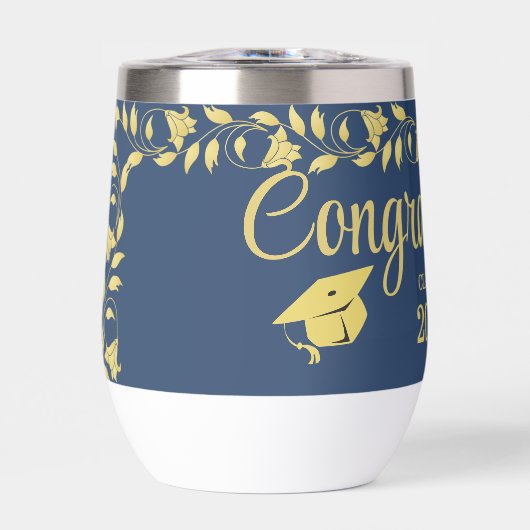 Classy stijlvol goud op Navy Graduation Caps Ivy (Voorkant)