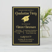 Classy Stijlvol Goud op Zwart Afstuderen Foto (Staand voorkant)