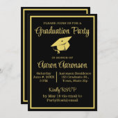 Classy Stijlvol Goud op Zwart Afstuderen Foto (Voorkant / Achterkant)