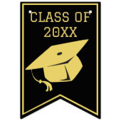 Classy Stijlvol Zwart en Goud Graduation Party Vlaggetjes (Derde vlag)