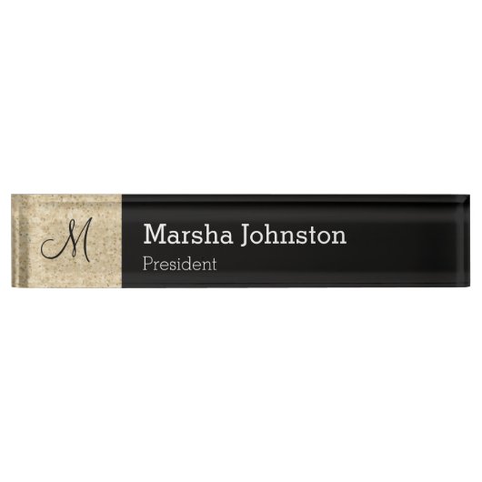 Classy Stone Look Modern Monogram Naambordje (Voorkant)