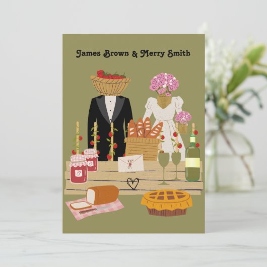 Classy Strawberry Romantic Noble Wedding Kaart (Staand voorkant)