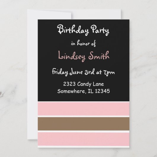 Classy Stripe Birthday Invitation Kaart (Voorkant)