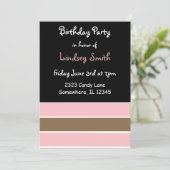 Classy Stripe Birthday Invitation Kaart (Staand voorkant)
