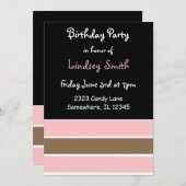 Classy Stripe Birthday Invitation Kaart (Voorkant / Achterkant)