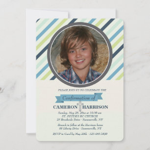 Classy Stripe Photo Invitation Kaart