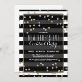 Classy Striped New Year's Eve Party Uitnodiging (Voorkant / Achterkant)