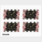 Classy Stripes Bloemen Waterverf Dank u Rechthoekige Sticker (Vel)