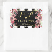 Classy Stripes Bloemen Waterverf Dank u Rechthoekige Sticker (Tas)