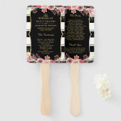 Classy Stripes Bloemen Waterverf Trouwprogramma Handwaaier (Voorkant en achterkant)