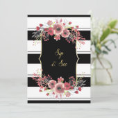 Classy Stripes Floral Waterverf Sip & See Kaart (Staand voorkant)