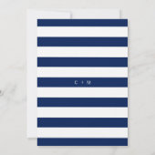 Classy Stripes Navy Blue Nautical Wedding Kaart (Achterkant)