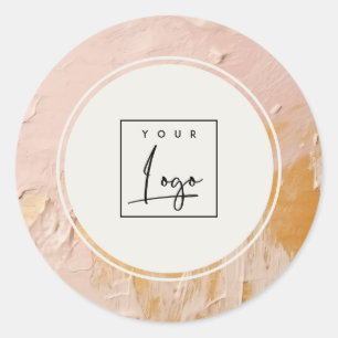 Classy Struik Pink Gold Oil Paint Logo Business Ronde Sticker