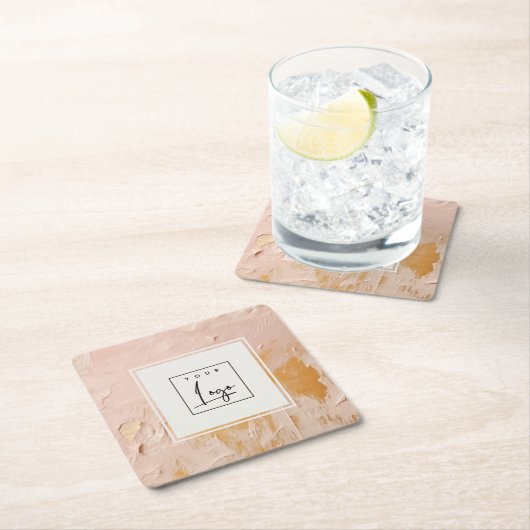 Classy Struik Pink Gold Oil Paint Texture Logo Kartonnen Onderzetters (Insitu)