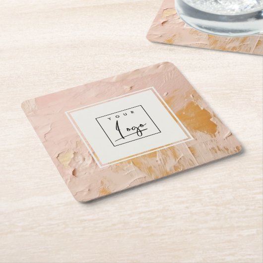 Classy Struik Pink Gold Oil Paint Texture Logo Kartonnen Onderzetters (Schuin)