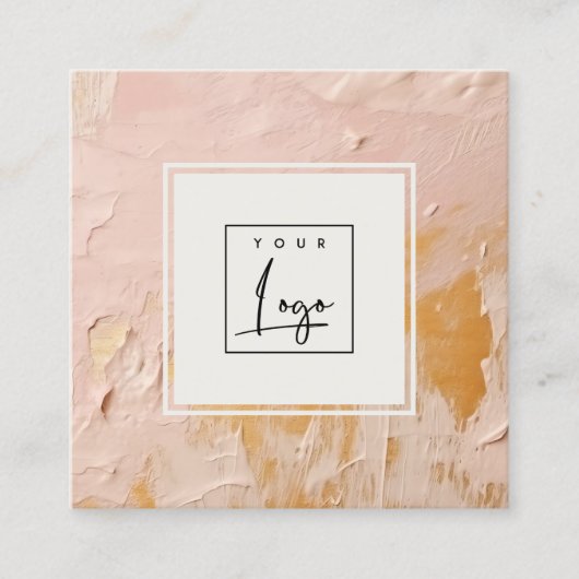 Classy Struik Pink Gold Oil Paint Texture Logo Vierkante Visitekaartje (Voorkant)