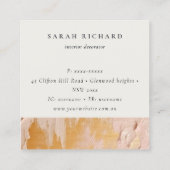 Classy Struik Pink Gold Oil Paint Texture Logo Vierkante Visitekaartje (Achterkant)