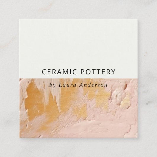 Classy Struik Pink Gold Oil Paint Texture QR-code Vierkante Visitekaartje (Voorkant)