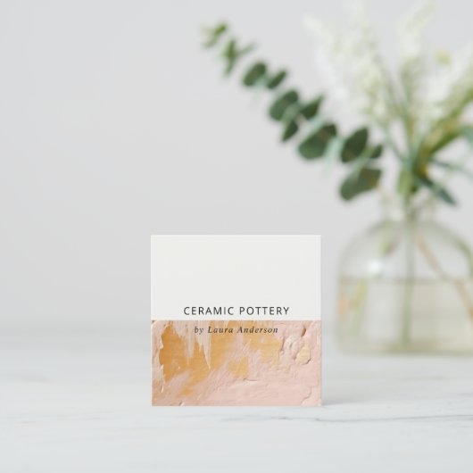 Classy Struik Pink Gold Oil Paint Texture QR-code Vierkante Visitekaartje (Staand voorkant)