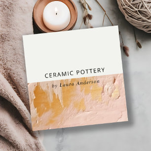 Classy Struik Pink Gold Oil Paint Texture QR-code Vierkante Visitekaartje