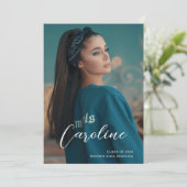 Classy Stylish Black Photo Collage Afstuderen Aankondiging (Staand voorkant)