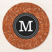 Classy Stylish Brown Glitter Custom Monogram Ronde Kartonnen Onderzetter (Voorkant)