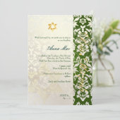 Classy + Stylish Damask Bat Mitzvah/emerald green Kaart (Staand voorkant)