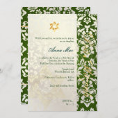 Classy + Stylish Damask Bat Mitzvah/emerald green Kaart (Voorkant / Achterkant)