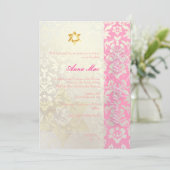 Classy + Stylish Damask Bat Mitzvah/posh roze Kaart (Staand voorkant)