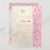 Classy + Stylish Damask Bat Mitzvah/posh roze Kaart (Voorkant / Achterkant)