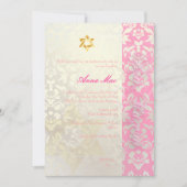 Classy + Stylish Damask Bat Mitzvah/posh roze Kaart (Voorkant)