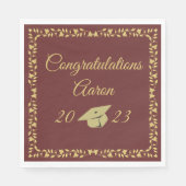 Classy Stylish Gold op Maroon Graduparty Servet (Voorkant)