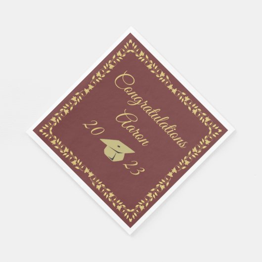 Classy Stylish Gold op Maroon Graduparty Servet (Hoek)