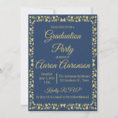 Classy Stylish Gold op Navy Afstuderen Invitation (Voorkant)