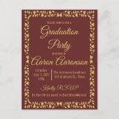 Classy Stylish Gold op Navy Afstuderen Invitation Briefkaart (Voorkant)
