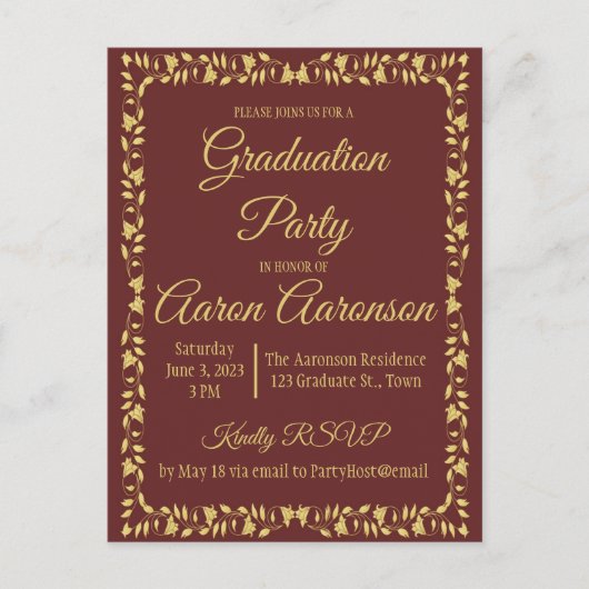 Classy Stylish Gold op Navy Afstuderen Invitation Briefkaart (Voorkant)
