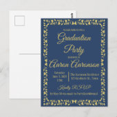 Classy Stylish Gold op Navy Afstuderen Invitation Briefkaart (Voorkant / Achterkant)