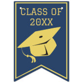 Classy Stylish Gold op Navy Blue Graduparty Vlaggetjes (Eerste vlag)