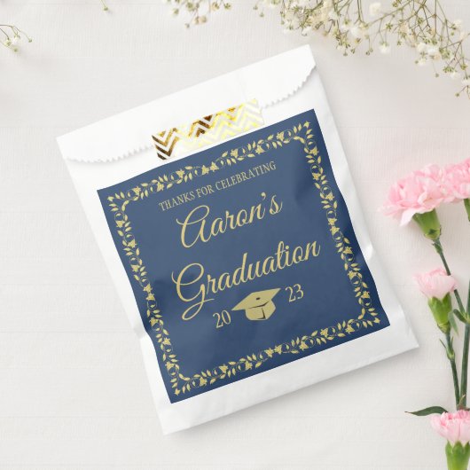 Classy Stylish Gold op Navy Graduation Party Bedankzakje (Gezegeld)