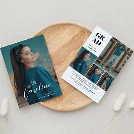 Classy Stylish Script Photo Collage Afstuderen Aankondiging