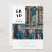 Classy Stylish Script Photo Collage Afstuderen Aankondiging (Achterkant)