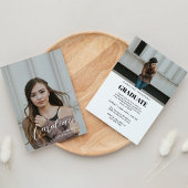 Classy Stylish Script Two Photo Afstuderen Aankondiging