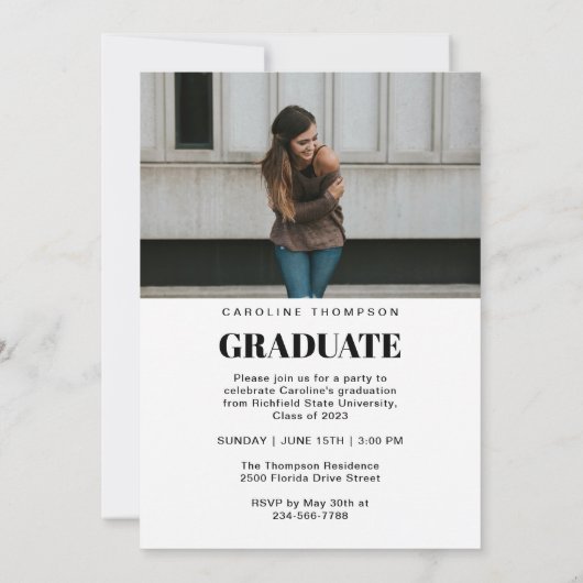 Classy Stylish Script Two Photo Afstuderen Aankondiging (Achterkant)