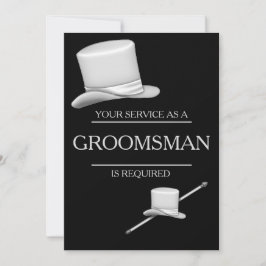 Classy Stylish Silver Top Hat Groomsman Kaart