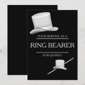 Classy Stylish Silver Top Hat Ring Bearer Kaart (Voorkant / Achterkant)
