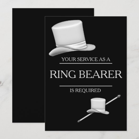 Classy Stylish Silver Top Hat Ring Bearer Kaart (Voorkant / Achterkant)