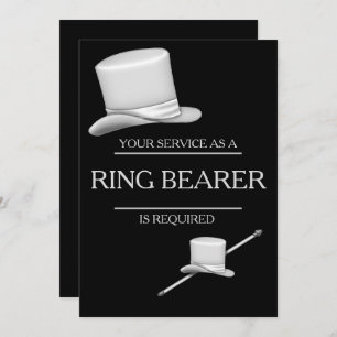 Classy Stylish Silver Top Hat Ring Bearer Kaart